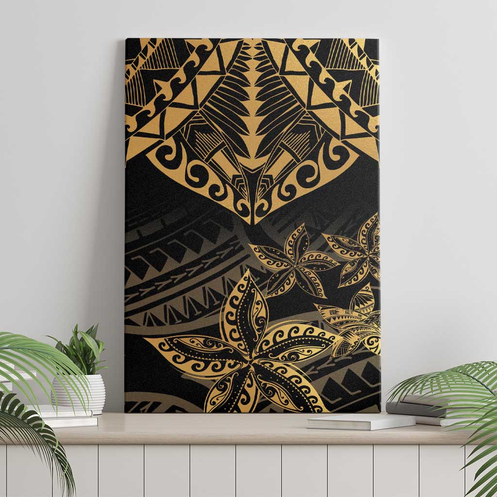 Black and Gold Polynesia Canvas Wall Art Plumeria Tattoo With Polynesian Pattern LT14 - Polynesian Pride