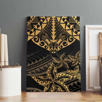 Black and Gold Polynesia Canvas Wall Art Plumeria Tattoo With Polynesian Pattern LT14 - Polynesian Pride