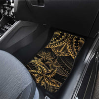 Black and Gold Polynesia Car Mats Plumeria Tattoo With Polynesian Pattern LT14 - Polynesian Pride