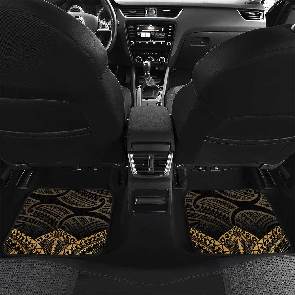 Black and Gold Polynesia Car Mats Plumeria Tattoo With Polynesian Pattern LT14 Set 2pcs - Back Black - Polynesian Pride