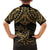 Black and Gold Polynesia Family Matching Long Sleeve Bodycon Dress and Hawaiian Shirt Plumeria Tattoo With Polynesian Pattern