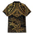 Black and Gold Polynesia Family Matching Long Sleeve Bodycon Dress and Hawaiian Shirt Plumeria Tattoo With Polynesian Pattern