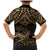 Black and Gold Polynesia Family Matching Mermaid Dress and Hawaiian Shirt Plumeria Tattoo With Polynesian Pattern