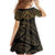 Black and Gold Polynesia Family Matching Mermaid Dress and Hawaiian Shirt Plumeria Tattoo With Polynesian Pattern