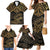 Black and Gold Polynesia Family Matching Mermaid Dress and Hawaiian Shirt Plumeria Tattoo With Polynesian Pattern