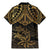 Black and Gold Polynesia Family Matching Mermaid Dress and Hawaiian Shirt Plumeria Tattoo With Polynesian Pattern