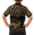 Black and Gold Polynesia Family Matching Off The Shoulder Long Sleeve Dress and Hawaiian Shirt Plumeria Tattoo With Polynesian Pattern