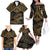 Black and Gold Polynesia Family Matching Off The Shoulder Long Sleeve Dress and Hawaiian Shirt Plumeria Tattoo With Polynesian Pattern