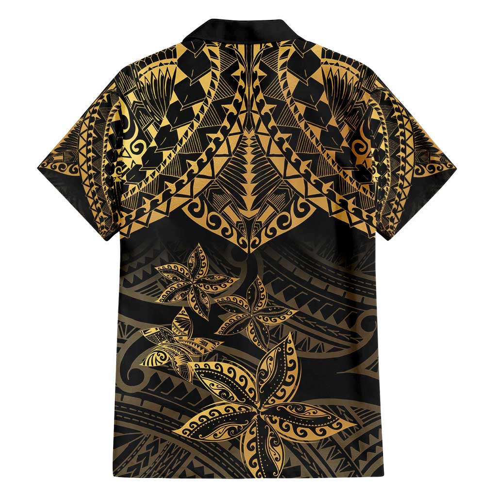 Black and Gold Polynesia Family Matching Off Shoulder Maxi Dress and Hawaiian Shirt Plumeria Tattoo With Polynesian Pattern LT14 - Polynesian Pride