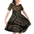 Black and Gold Polynesia Family Matching Off Shoulder Short Dress and Hawaiian Shirt Plumeria Tattoo With Polynesian Pattern