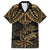 Black and Gold Polynesia Family Matching Off Shoulder Short Dress and Hawaiian Shirt Plumeria Tattoo With Polynesian Pattern