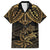 Black and Gold Polynesia Family Matching Short Sleeve Bodycon Dress and Hawaiian Shirt Plumeria Tattoo With Polynesian Pattern