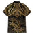 Black and Gold Polynesia Family Matching Short Sleeve Bodycon Dress and Hawaiian Shirt Plumeria Tattoo With Polynesian Pattern