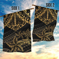 Black and Gold Polynesia Garden Flag Plumeria Tattoo With Polynesian Pattern LT14 - Polynesian Pride