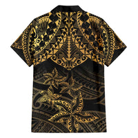 Black and Gold Polynesia Hawaiian Shirt Plumeria Tattoo With Polynesian Pattern LT14 - Polynesian Pride