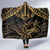 Black and Gold Polynesia Hooded Blanket Plumeria Tattoo With Polynesian Pattern