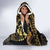 Black and Gold Polynesia Hooded Blanket Plumeria Tattoo With Polynesian Pattern