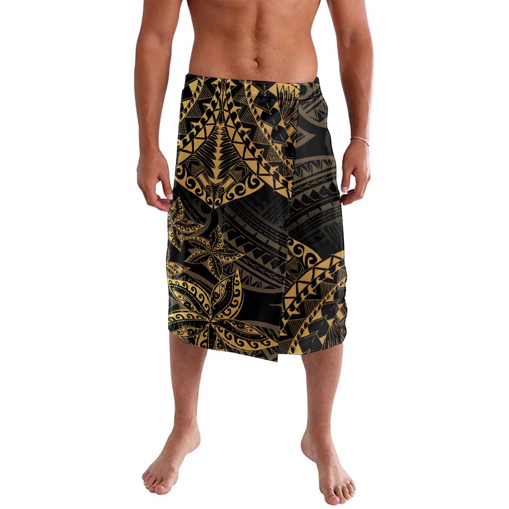 Black and Gold Polynesia Lavalava Plumeria Tattoo With Polynesian Pattern LT14 Black - Polynesian Pride