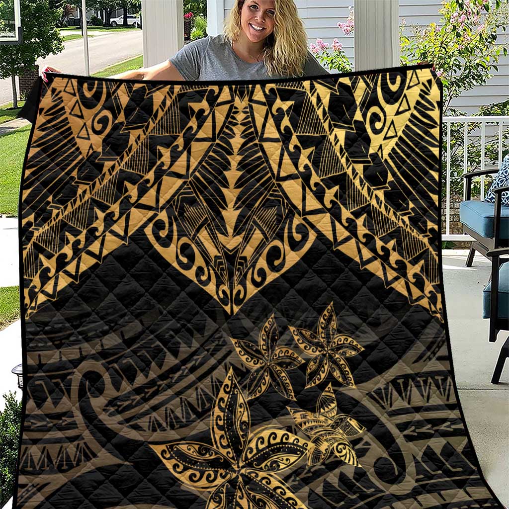 Black and Gold Polynesia Quilt Plumeria Tattoo With Polynesian Pattern