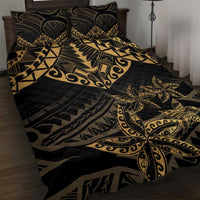 Black and Gold Polynesia Quilt Bed Set Plumeria Tattoo With Polynesian Pattern LT14 Black - Polynesian Pride