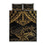 Black and Gold Polynesia Quilt Bed Set Plumeria Tattoo With Polynesian Pattern