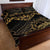 Black and Gold Polynesia Quilt Bed Set Plumeria Tattoo With Polynesian Pattern