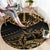 Black and Gold Polynesia Round Carpet Plumeria Tattoo With Polynesian Pattern