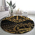 Black and Gold Polynesia Round Carpet Plumeria Tattoo With Polynesian Pattern