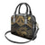 Black and Gold Polynesia Shoulder Handbag Plumeria Tattoo With Polynesian Pattern