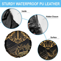Black and Gold Polynesia Spare Tire Cover Plumeria Tattoo With Polynesian Pattern LT14 - Polynesian Pride
