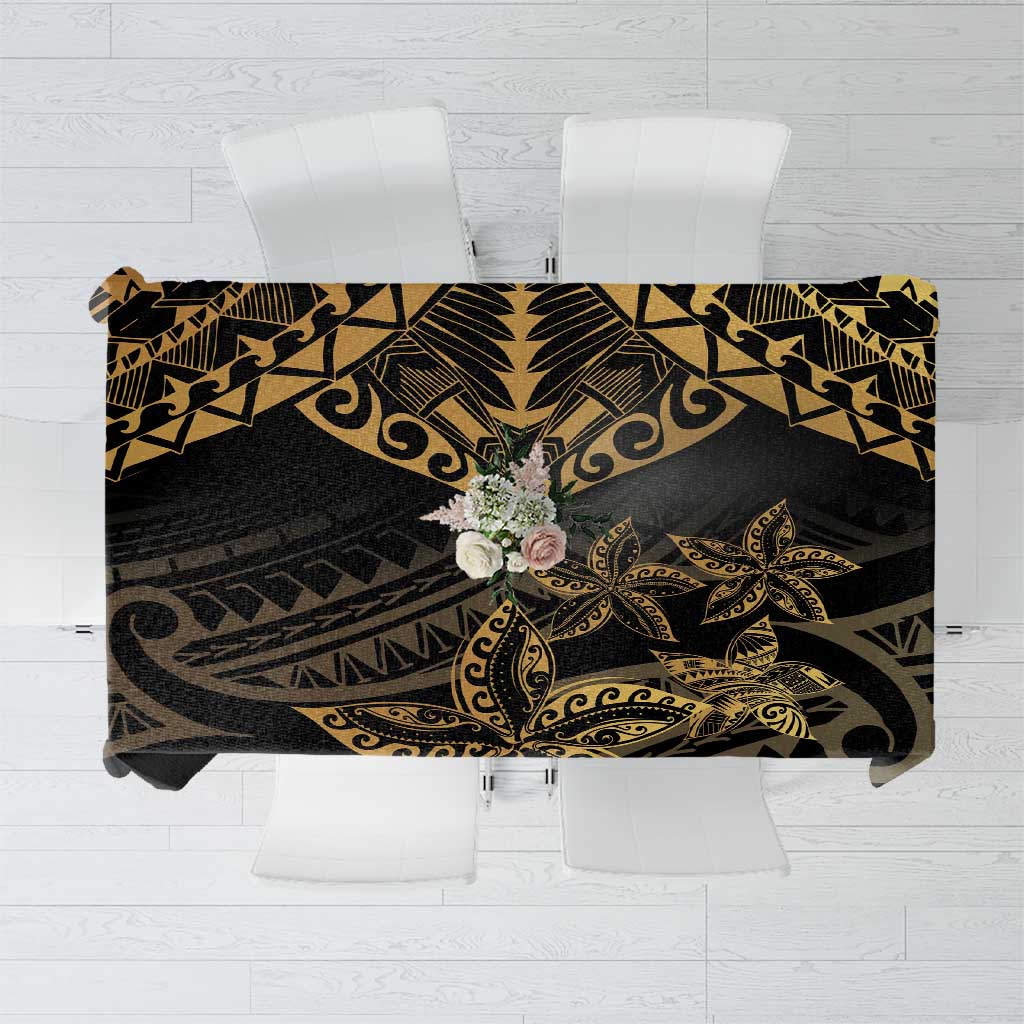 Black and Gold Polynesia Tablecloth Plumeria Tattoo With Polynesian Pattern LT14 Black - Polynesian Pride