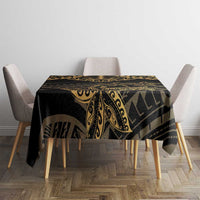 Black and Gold Polynesia Tablecloth Plumeria Tattoo With Polynesian Pattern LT14 - Polynesian Pride