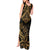 Black and Gold Polynesia Tank Maxi Dress Plumeria Tattoo With Polynesian Pattern