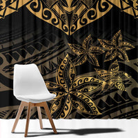 Black and Gold Polynesia Window Curtain Plumeria Tattoo With Polynesian Pattern LT14 - Polynesian Pride