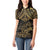 Black and Gold Polynesia Women Polo Shirt Plumeria Tattoo With Polynesian Pattern