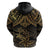 Black and Gold Polynesia Zip Hoodie Plumeria Tattoo With Polynesian Pattern