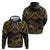 Black and Gold Polynesia Zip Hoodie Plumeria Tattoo With Polynesian Pattern