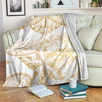 White and Gold Polynesia Blanket Plumeria Tattoo With Polynesian Pattern LT14 White - Polynesian Pride