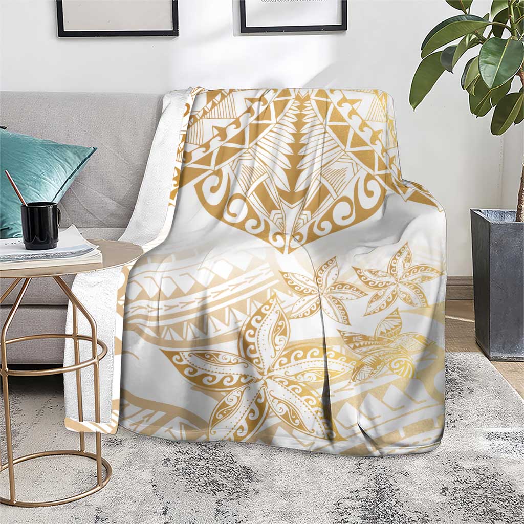 White and Gold Polynesia Blanket Plumeria Tattoo With Polynesian Pattern LT14 - Polynesian Pride