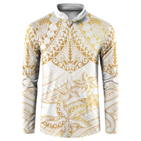White and Gold Polynesia Button Sweatshirt Plumeria Tattoo With Polynesian Pattern LT14 White - Polynesian Pride