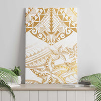 White and Gold Polynesia Canvas Wall Art Plumeria Tattoo With Polynesian Pattern LT14 - Polynesian Pride