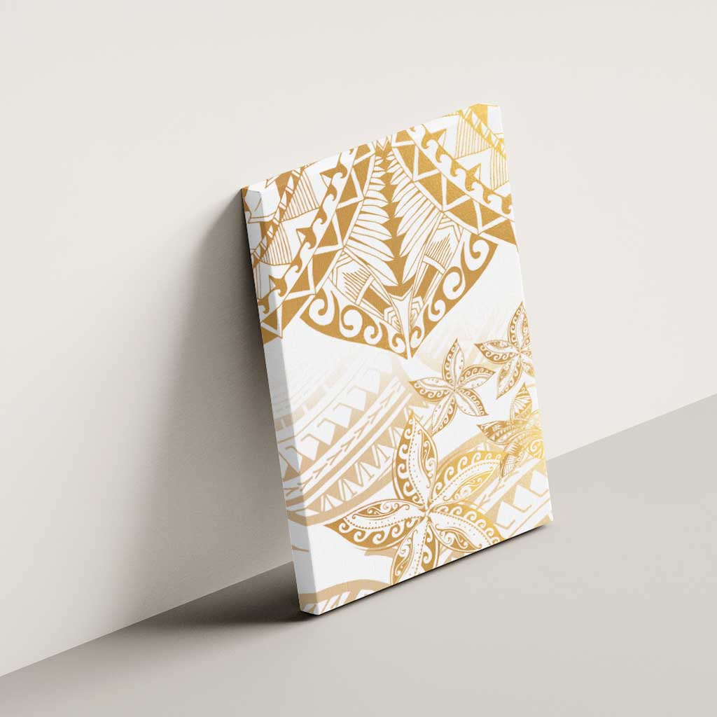White and Gold Polynesia Canvas Wall Art Plumeria Tattoo With Polynesian Pattern LT14 - Polynesian Pride