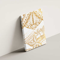White and Gold Polynesia Canvas Wall Art Plumeria Tattoo With Polynesian Pattern LT14 - Polynesian Pride