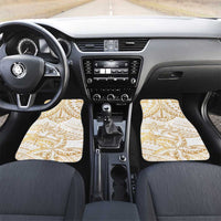 White and Gold Polynesia Car Mats Plumeria Tattoo With Polynesian Pattern LT14 Set 2pcs - Front White - Polynesian Pride