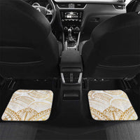 White and Gold Polynesia Car Mats Plumeria Tattoo With Polynesian Pattern LT14 Set 2pcs - Back White - Polynesian Pride