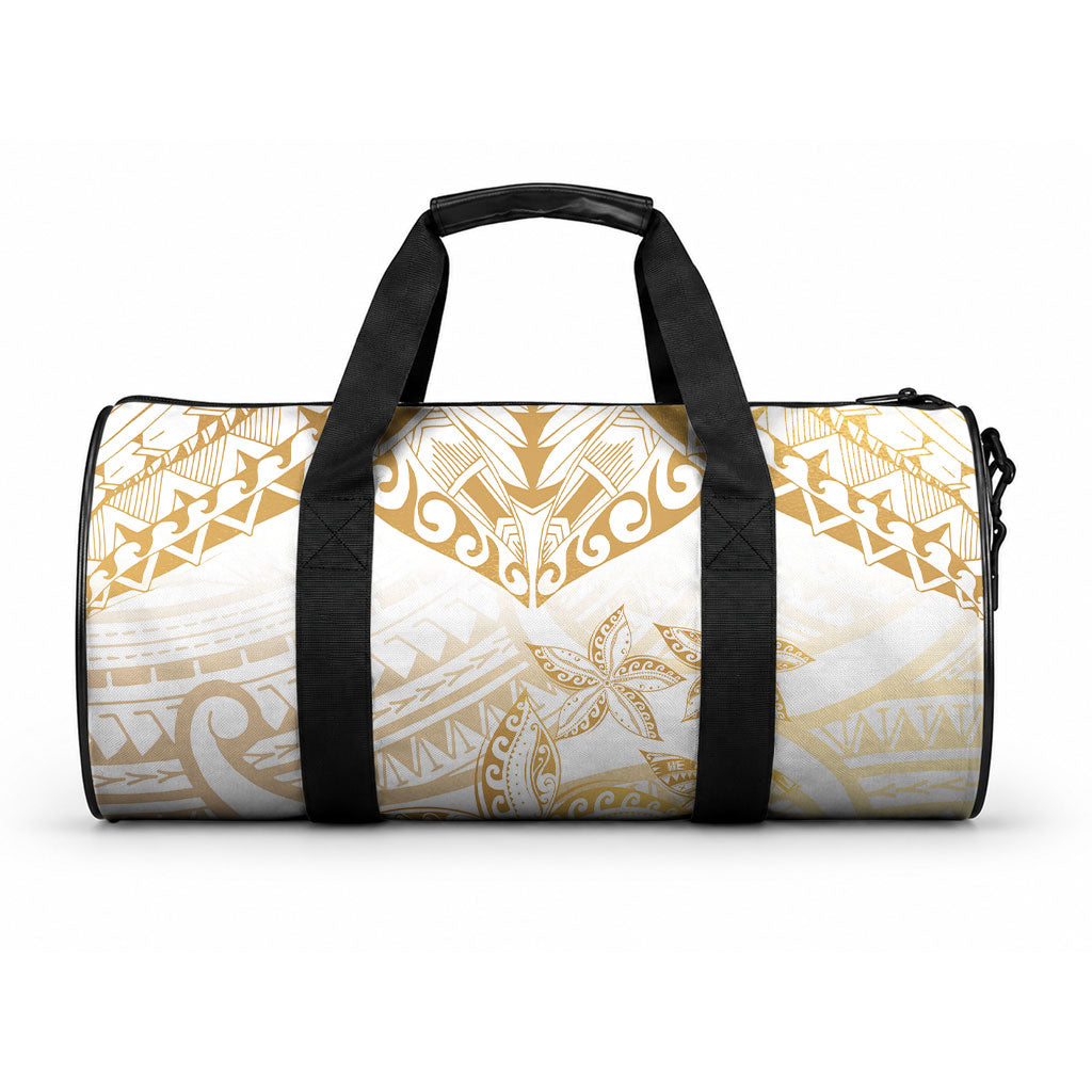 White and Gold Polynesia Duffle Bag Plumeria Tattoo With Polynesian Pattern LT14 One size White - Polynesian Pride