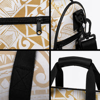 White and Gold Polynesia Duffle Bag Plumeria Tattoo With Polynesian Pattern LT14 - Polynesian Pride