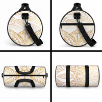 White and Gold Polynesia Duffle Bag Plumeria Tattoo With Polynesian Pattern LT14 - Polynesian Pride
