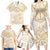 White and Gold Polynesia Family Matching Long Sleeve Bodycon Dress and Hawaiian Shirt Plumeria Tattoo With Polynesian Pattern