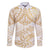 White and Gold Polynesia Family Matching Long Sleeve Bodycon Dress and Hawaiian Shirt Plumeria Tattoo With Polynesian Pattern